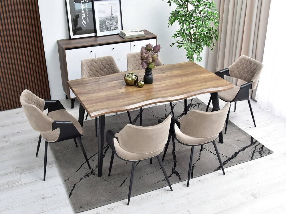 Mebel Partner ELEGANTIŠKOS SUlenktos MEDINĖS KĖDĖS SU DAUGINĖTA ATGALĖS RENZO Juodas BEIGE