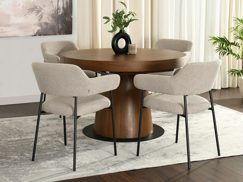 Mebel Partner ELEGANTIŠKOS SVETAINES KĖDĖS SU PONKČIAIS ​​BEIGE BOUCLE ERWIN Juodas