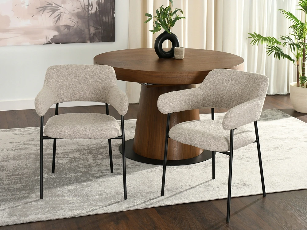 Mebel Partner ELEGANTIŠKOS SVETAINES KĖDĖS SU PONKČIAIS ​​BEIGE BOUCLE ERWIN Juodas