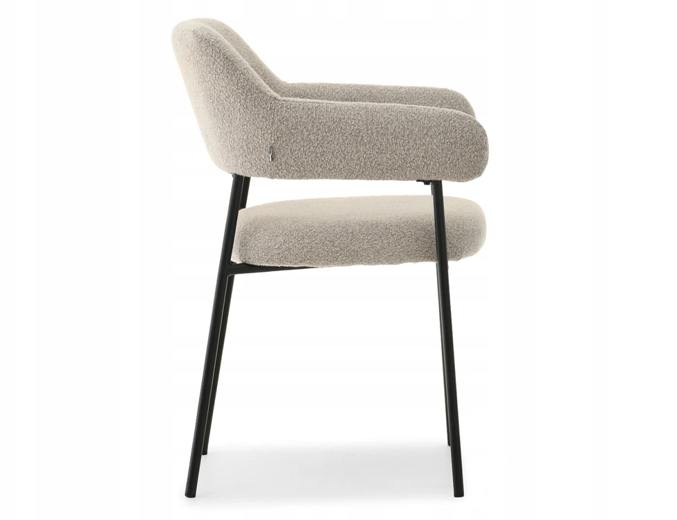 Mebel Partner ELEGANTIŠKOS SVETAINES KĖDĖS SU PONKČIAIS ​​BEIGE BOUCLE ERWIN Juodas