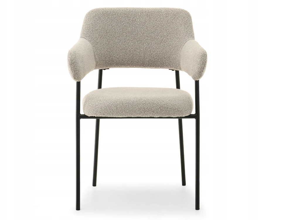 Mebel Partner ELEGANTIŠKOS SVETAINES KĖDĖS SU PONKČIAIS ​​BEIGE BOUCLE ERWIN Juodas
