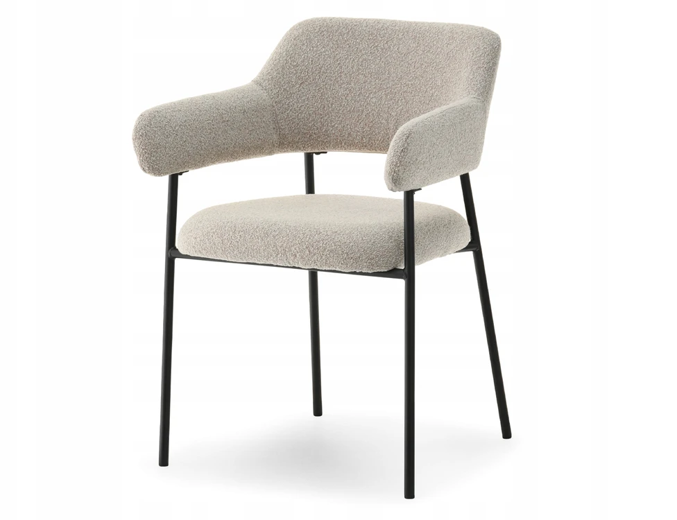 Mebel Partner ELEGANTIŠKOS SVETAINES KĖDĖS SU PONKČIAIS ​​BEIGE BOUCLE ERWIN Juodas