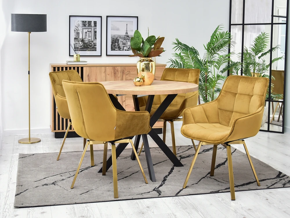 Mebel Partner GLAMOUR ARUBA BUCKET KĖDĖ, AUKSO VELIŪRAS, AUKSO PAGRINDAS, SUKIMAS