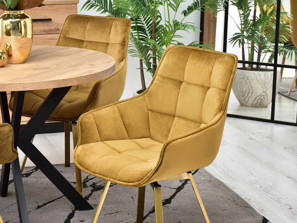 Mebel Partner GLAMOUR ARUBA BUCKET KĖDĖ, AUKSO VELIŪRAS, AUKSO PAGRINDAS, SUKIMAS