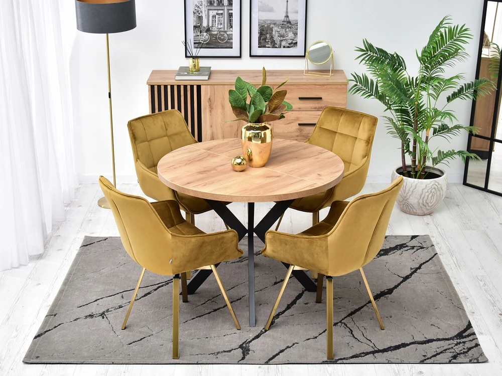 Mebel Partner GLAMOUR ARUBA BUCKET KĖDĖ, AUKSO VELIŪRAS, AUKSO PAGRINDAS, SUKIMAS