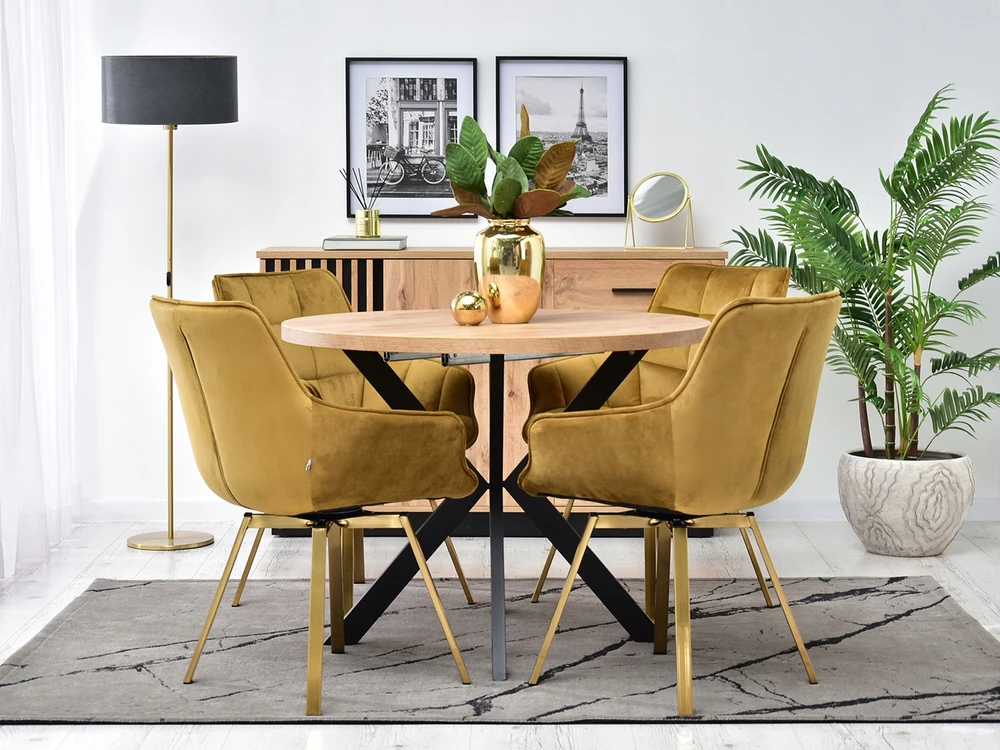 Mebel Partner GLAMOUR ARUBA BUCKET KĖDĖ, AUKSO VELIŪRAS, AUKSO PAGRINDAS, SUKIMAS