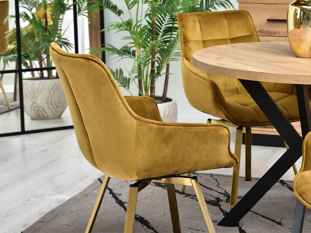 Mebel Partner GLAMOUR ARUBA BUCKET KĖDĖ, AUKSO VELIŪRAS, AUKSO PAGRINDAS, SUKIMAS