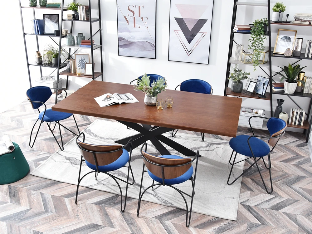 Mebel Partner GRAIKIETŲ RIEŠUTŲ KĖDĖ PALOFT KAVINEI ANT METALINIO RĖMO TALISA NAVY MĖLYNAS VELŪRAS