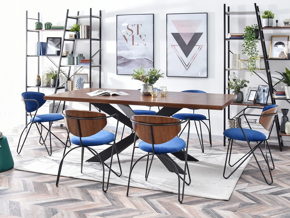 Mebel Partner GRAIKIETŲ RIEŠUTŲ KĖDĖ PALOFT KAVINEI ANT METALINIO RĖMO TALISA NAVY MĖLYNAS VELŪRAS