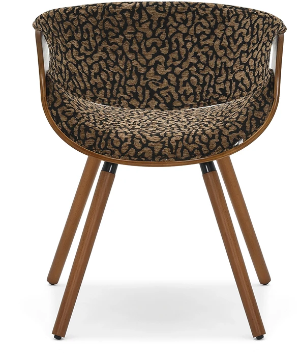 Mebel Partner GRAIKIETŲ RIEŠUTŲ LEOPARDO DĖMĖTA KĖDĖ, JUODA IR RUDA, SUlenktais porankiais
