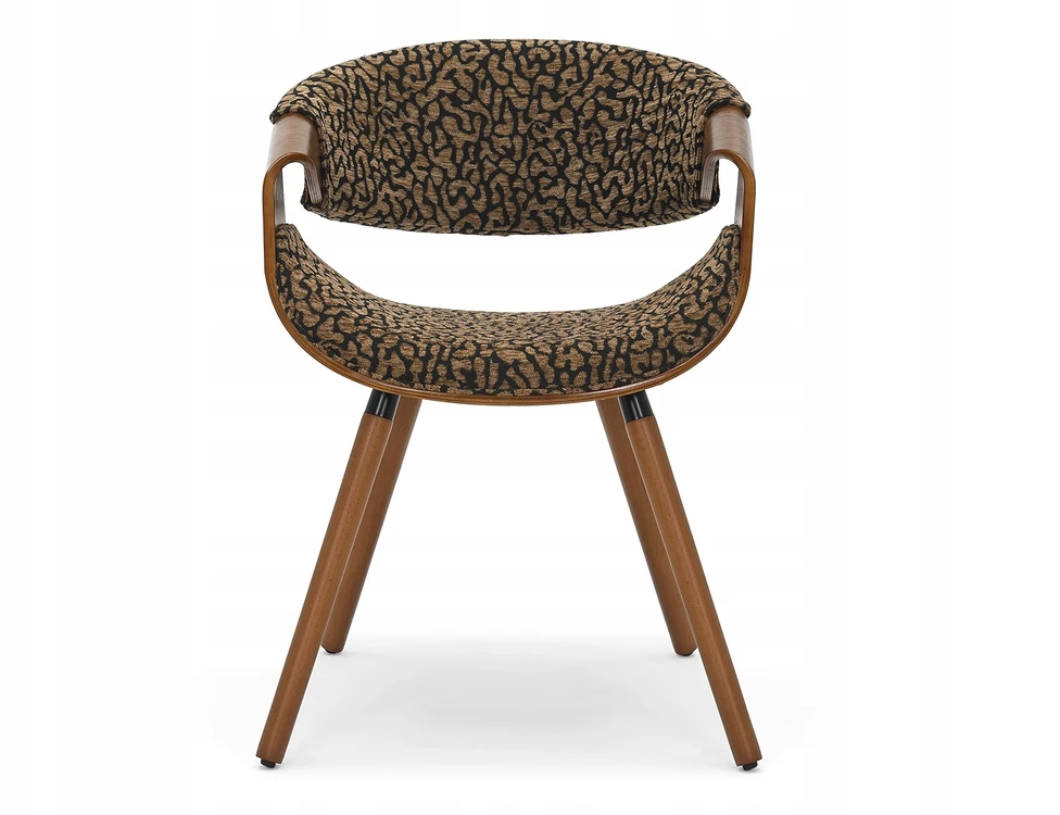 Mebel Partner GRAIKIETŲ RIEŠUTŲ LEOPARDO DĖMĖTA KĖDĖ, JUODA IR RUDA, SUlenktais porankiais