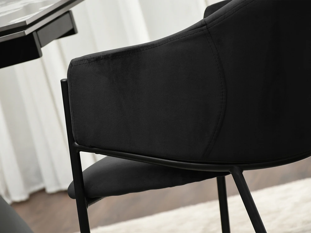 Mebel Partner ĮBŪDINTA KABINĖ KĖDĖ SU PONKIRUOSE Juodas VELIURAS CLOE JUODOS KOJOS