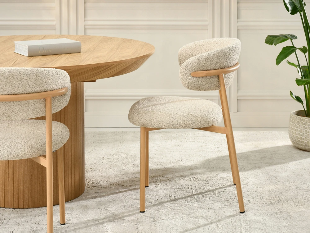 Mebel Partner JAPANDI STYLE BEIGE IZOLDA KĖDĖ SU ĄŽUOLO METALINIU PAGRINDU