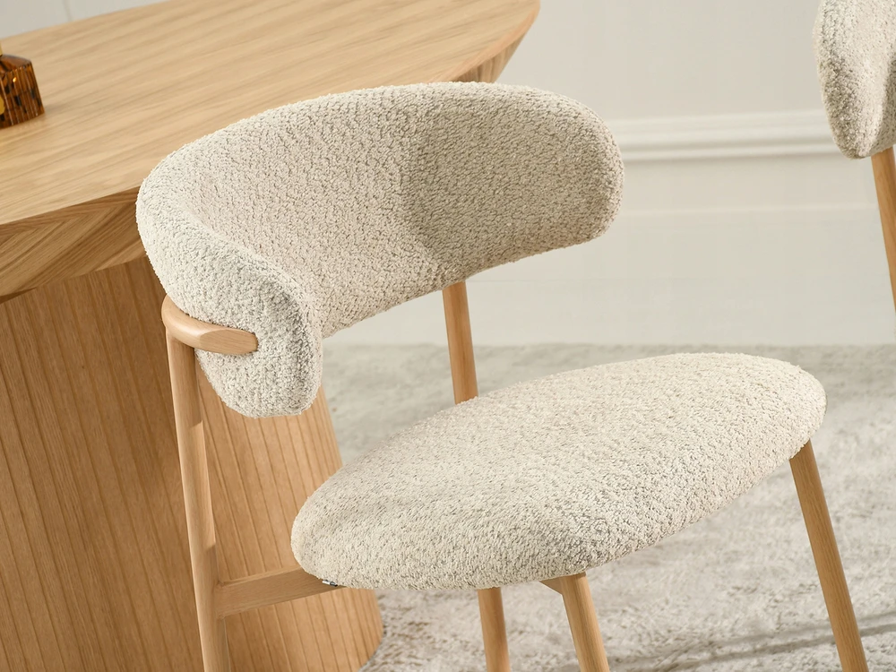 Mebel Partner JAPANDI STYLE BEIGE IZOLDA KĖDĖ SU ĄŽUOLO METALINIU PAGRINDU