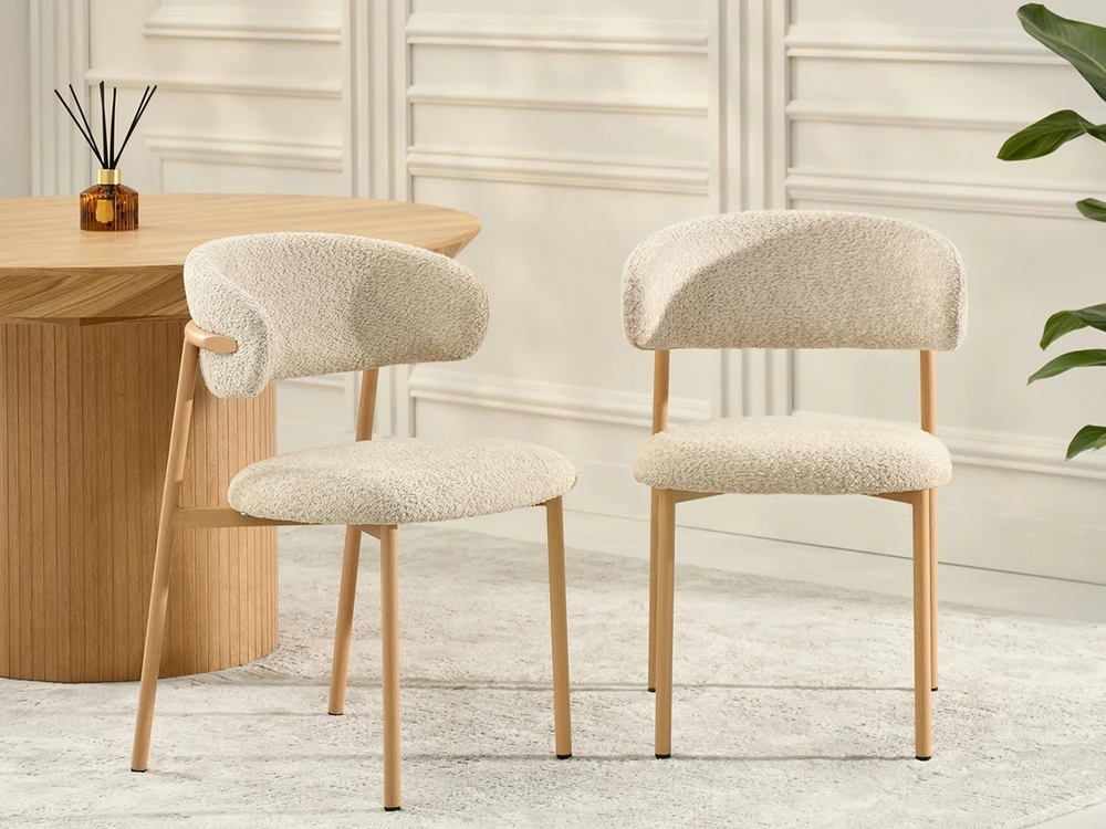 Mebel Partner JAPANDI STYLE BEIGE IZOLDA KĖDĖ SU ĄŽUOLO METALINIU PAGRINDU