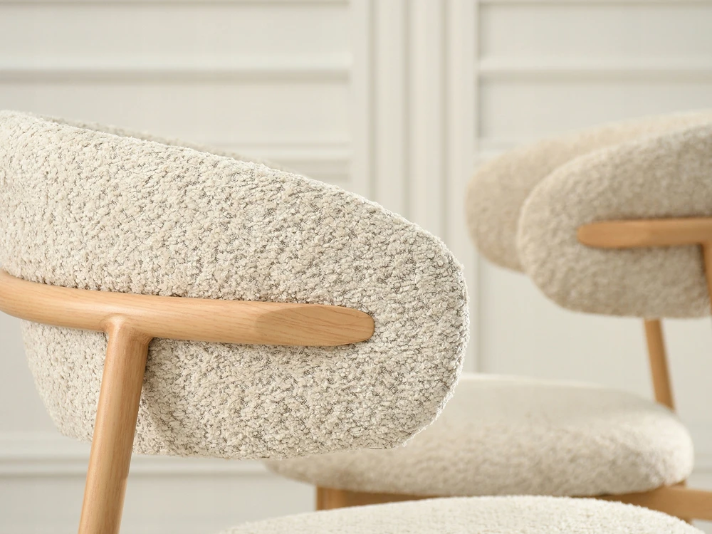 Mebel Partner JAPANDI STYLE BEIGE IZOLDA KĖDĖ SU ĄŽUOLO METALINIU PAGRINDU