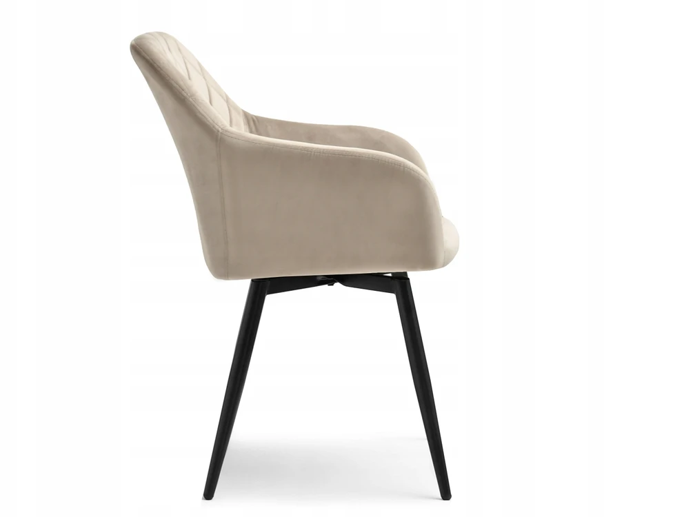 Mebel Partner KAIŠINĖ KĖDĖ IŠ VELVETINĖS SIŪVĖS KĖDĖS ANT tvirtos rąstinės kojos, smėlio spalvos