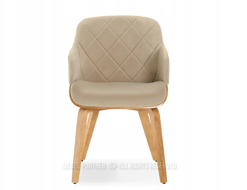 Mebel Partner KAUŠINĖ KĖDĖ SU SUSIŪSTU ATGALĖJU IŠ VELIŪRO IR MEDIENOS SAMBOR BEIGE Ąžuolo
