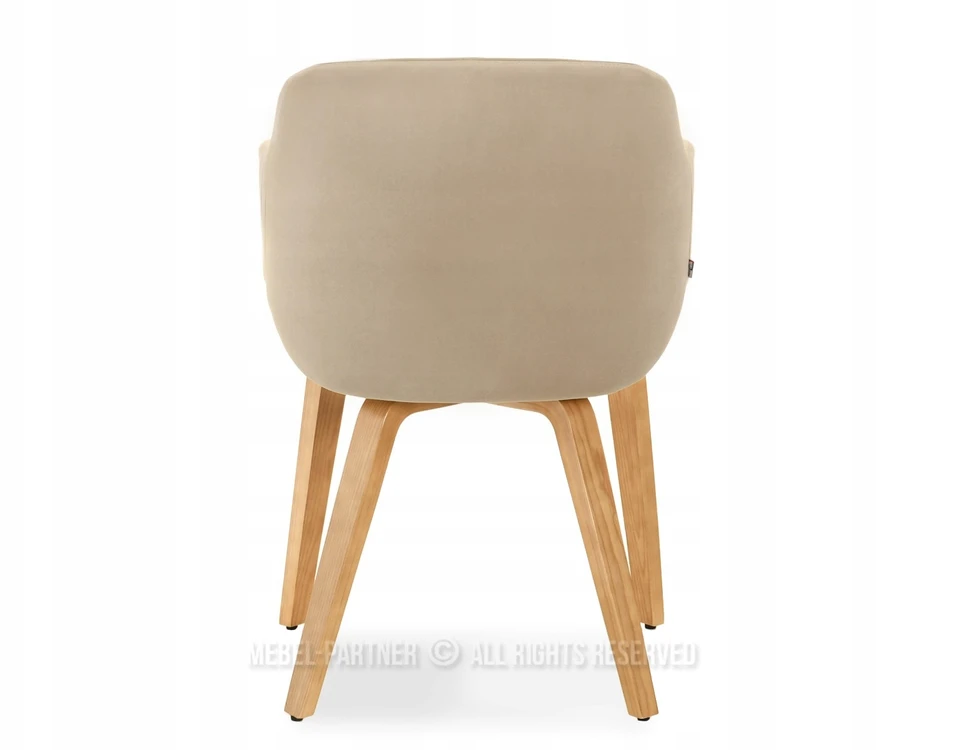 Mebel Partner KAUŠINĖ KĖDĖ SU SUSIŪSTU ATGALĖJU IŠ VELIŪRO IR MEDIENOS SAMBOR BEIGE Ąžuolo