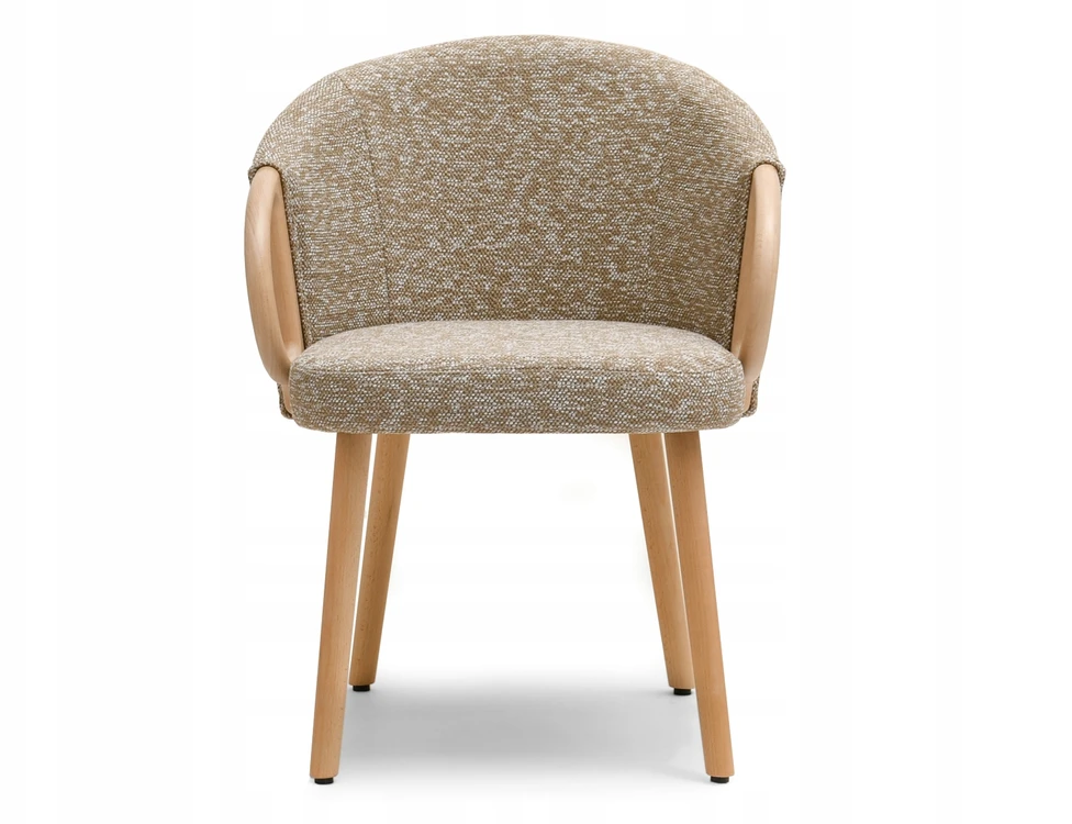 Mebel Partner KĖDĖS RANKENOS RANKENA MEDINĖ KOJA IŠ AUDINIO MELANGE PALMAR BEIGE Ąžuolo