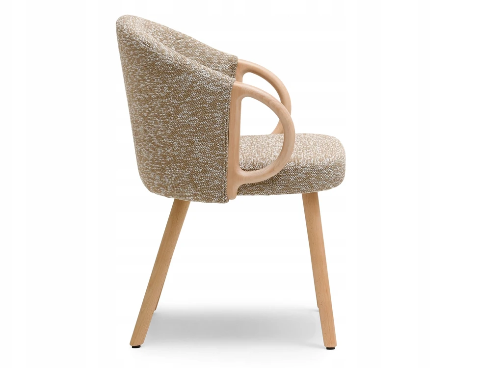 Mebel Partner KĖDĖS RANKENOS RANKENA MEDINĖ KOJA IŠ AUDINIO MELANGE PALMAR BEIGE Ąžuolo
