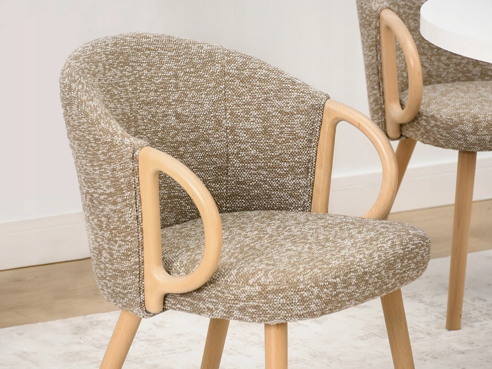 Mebel Partner KĖDĖS RANKENOS RANKENA MEDINĖ KOJA IŠ AUDINIO MELANGE PALMAR BEIGE Ąžuolo