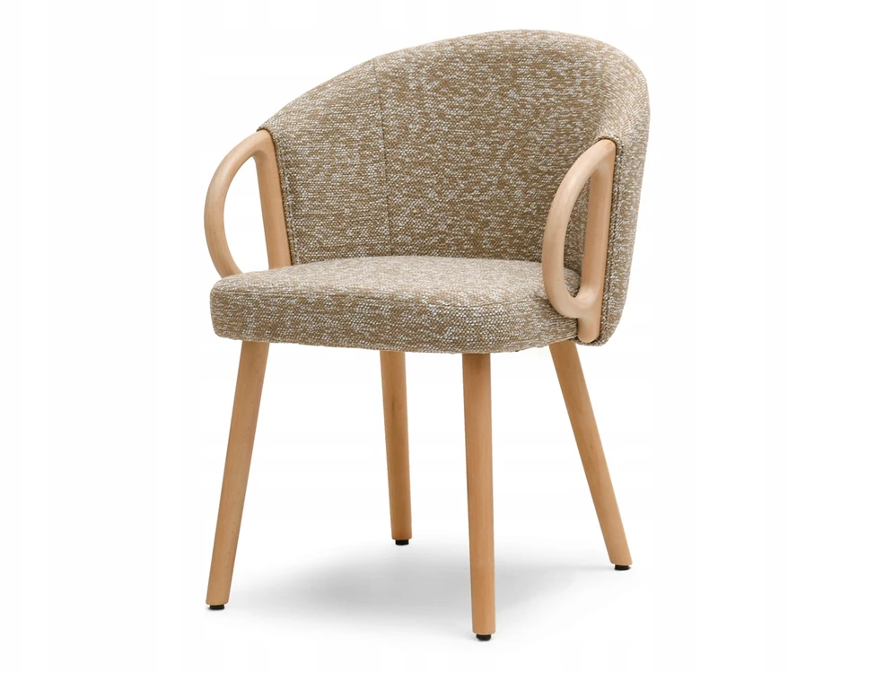 Mebel Partner KĖDĖS RANKENOS RANKENA MEDINĖ KOJA IŠ AUDINIO MELANGE PALMAR BEIGE Ąžuolo