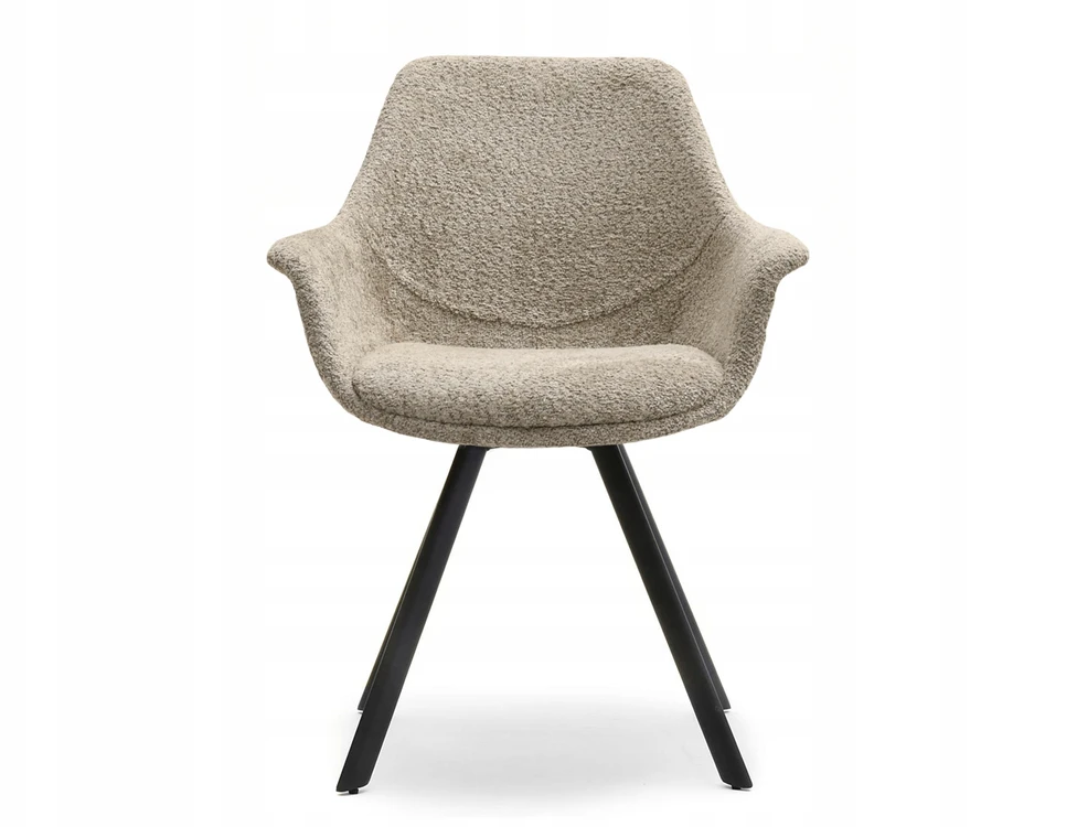Mebel Partner KIAUŠINĖ KĖDĖ SU RANKŲ ATRAŠKAIS MAIRAUS AUDINIO BOUCLE MIRA BEIGE