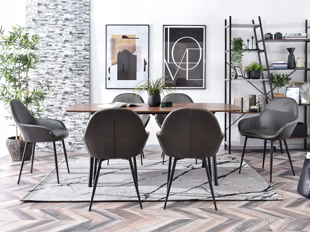 Mebel Partner LOFTOS KĖDĖ SVETAINEI IŠ EKO ODOS SU GEMMA GRAFITO PILKA SUSIUVĖMIS
