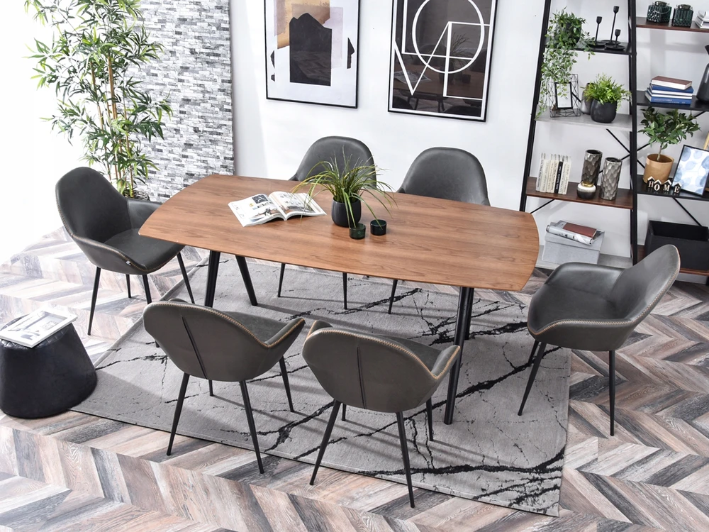 Mebel Partner LOFTOS KĖDĖ SVETAINEI IŠ EKO ODOS SU GEMMA GRAFITO PILKA SUSIUVĖMIS
