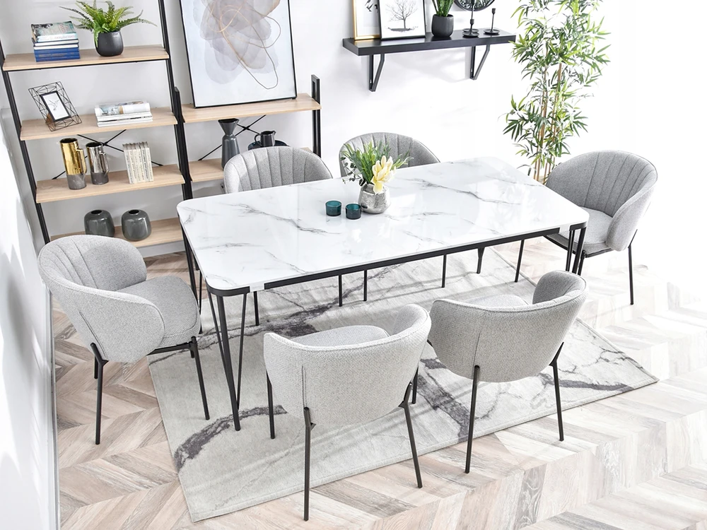 Mebel Partner MADINGA FELICE PILKO AUDINIO KŪDINĖ KĖDĖ SVETAINEI ANT METALINIŲ KOJŲ