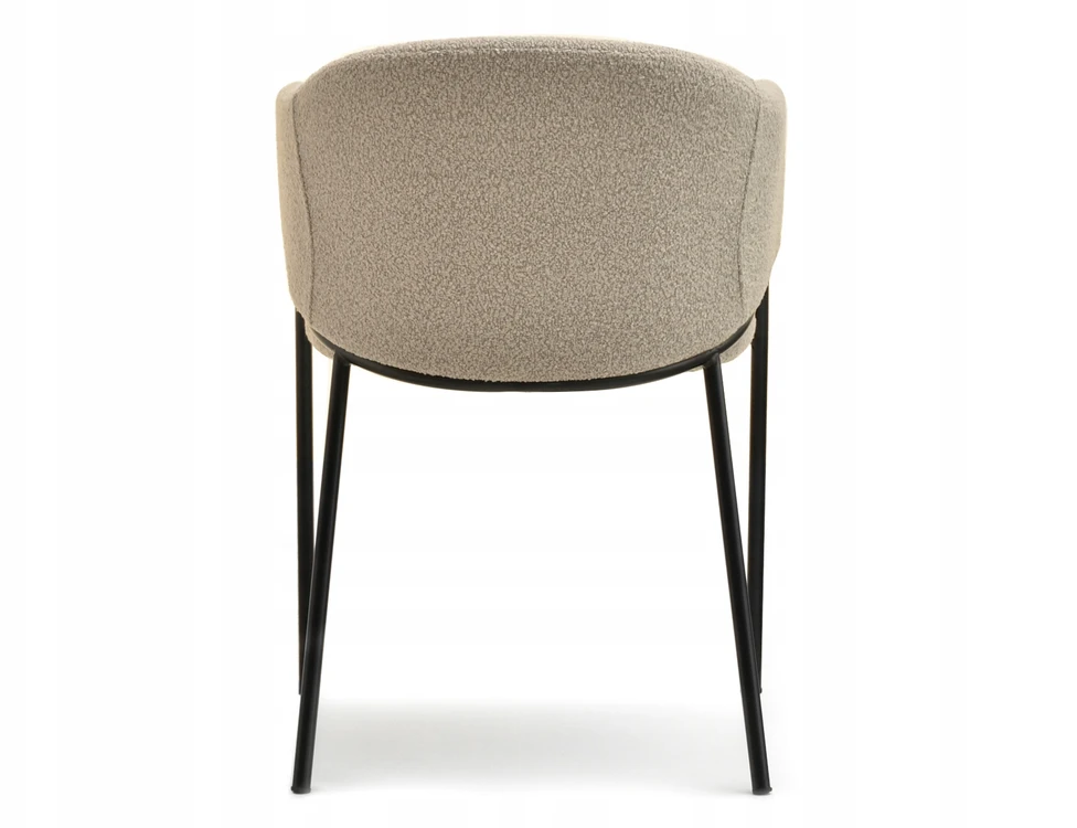Mebel Partner MADINGA KĖDĖ SU NUGARA ANT ŠVIESIO METALINIO RĖMO CLOE BOUCLE BEIGE