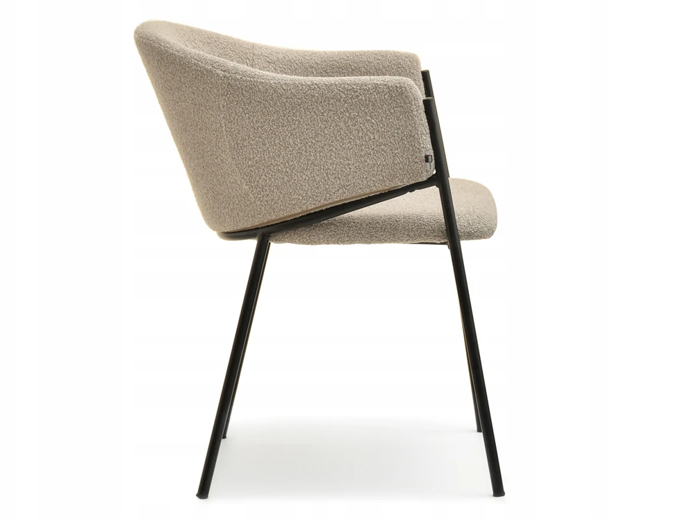 Mebel Partner MADINGA KĖDĖ SU NUGARA ANT ŠVIESIO METALINIO RĖMO CLOE BOUCLE BEIGE