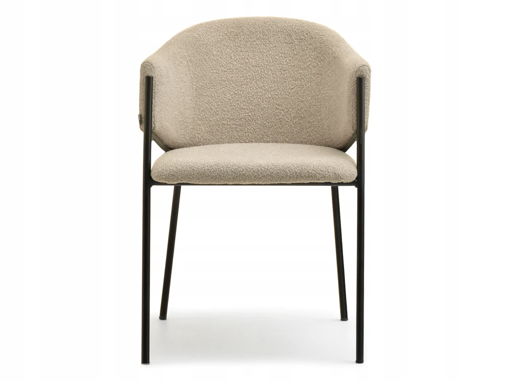 Mebel Partner MADINGA KĖDĖ SU NUGARA ANT ŠVIESIO METALINIO RĖMO CLOE BOUCLE BEIGE