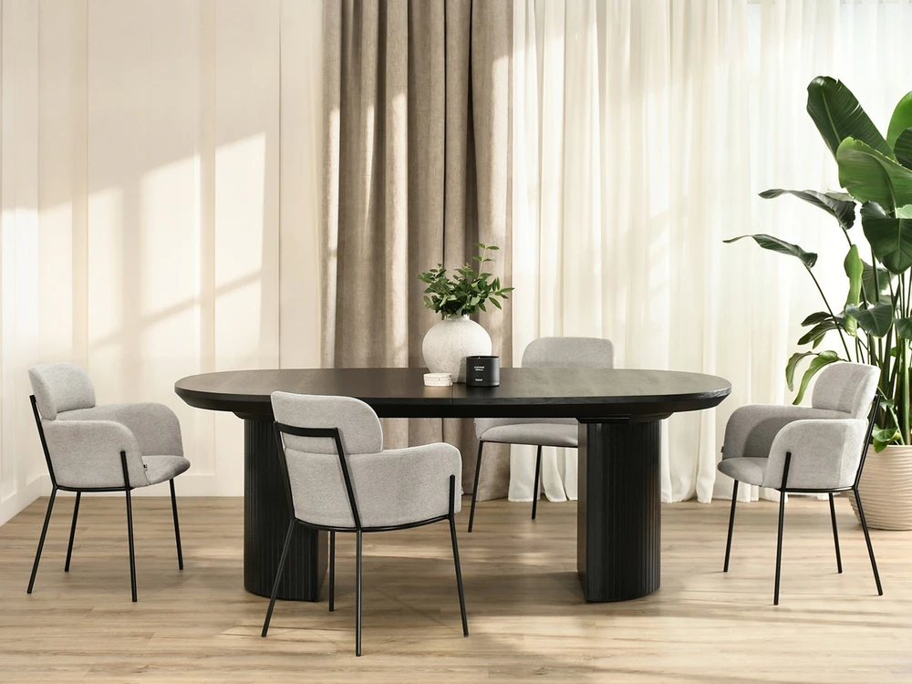 Mebel Partner MADINGA KIAUŠINĖ KĖDĖ SU porankiais VALGOMOSIUI Pilkas BIAGIO Juodas