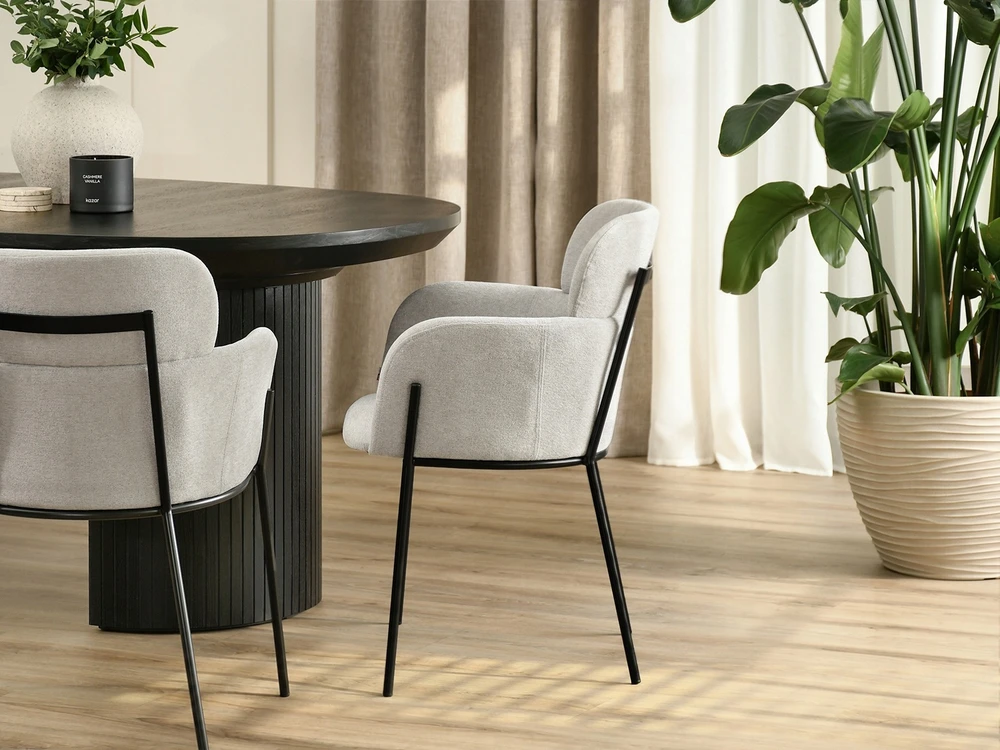 Mebel Partner MADINGA KIAUŠINĖ KĖDĖ SU porankiais VALGOMOSIUI Pilkas BIAGIO Juodas