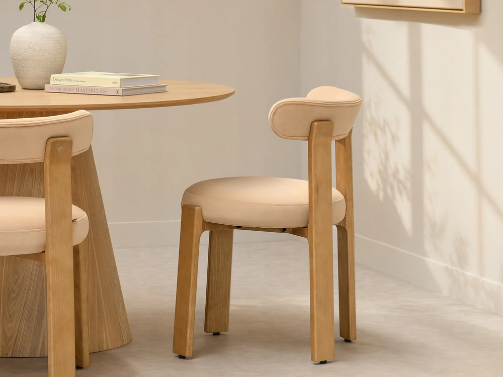 Mebel Partner MADINGA MINŠTA KĖDĖ SVETAINEI PASTELINĖ PEACH KALINDA ĄŽUOLAS