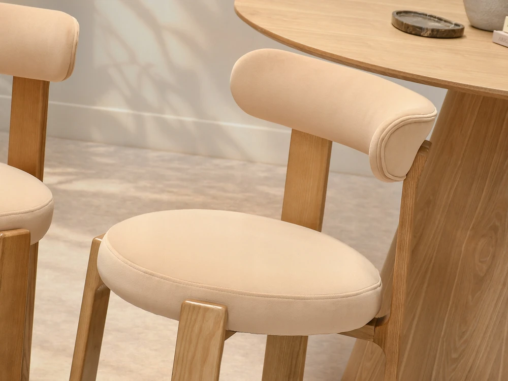Mebel Partner MADINGA MINŠTA KĖDĖ SVETAINEI PASTELINĖ PEACH KALINDA ĄŽUOLAS
