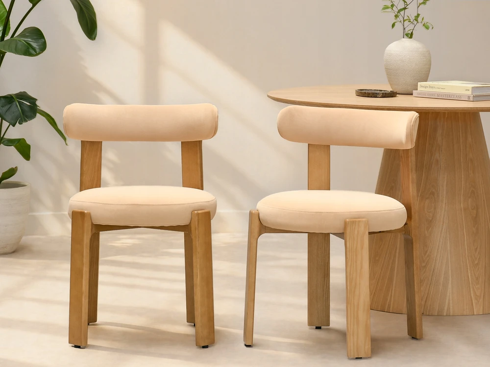 Mebel Partner MADINGA MINŠTA KĖDĖ SVETAINEI PASTELINĖ PEACH KALINDA ĄŽUOLAS