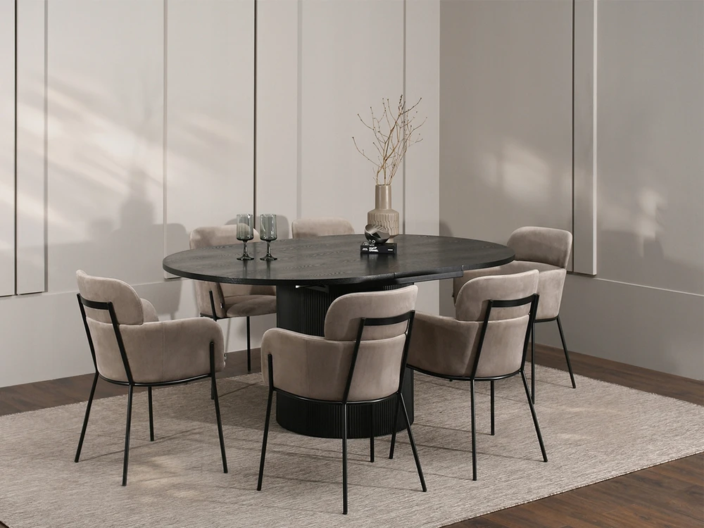 Mebel Partner MADINGA PATOGI KĖDĖ SU porankiais ORIGINALUS BIAGIO RĖMAS Smėlio spalvos veliūras