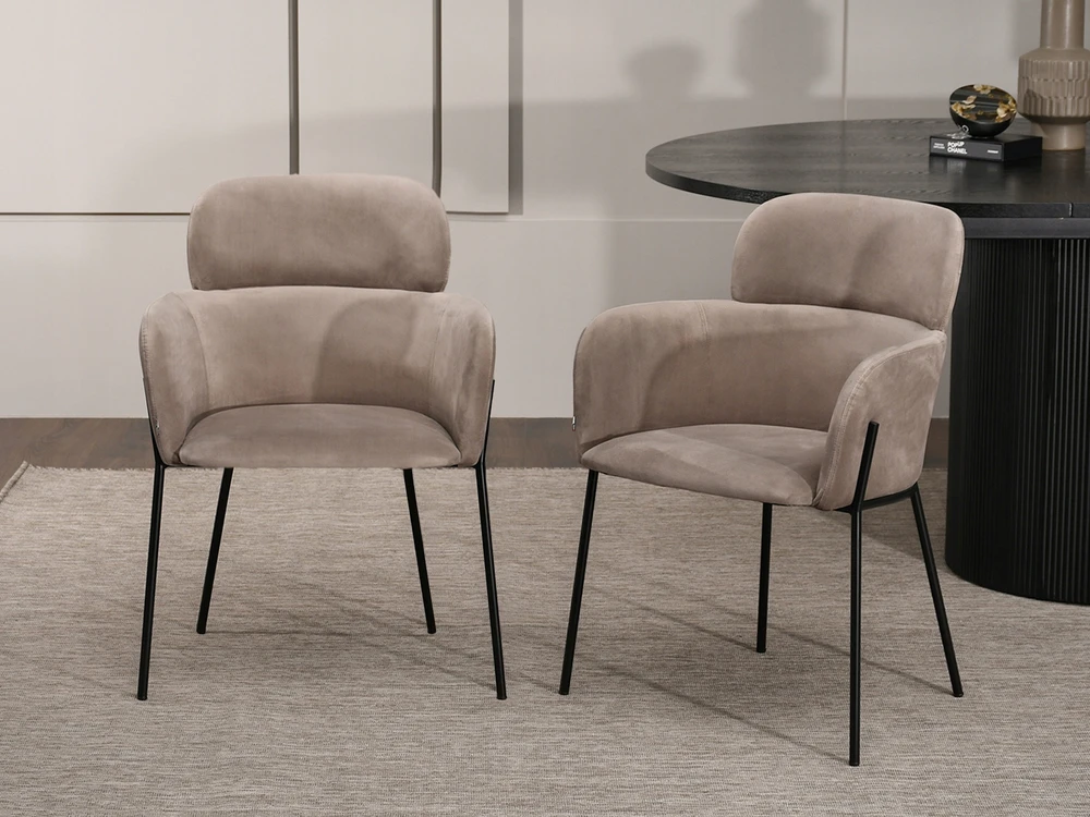Mebel Partner MADINGA PATOGI KĖDĖ SU porankiais ORIGINALUS BIAGIO RĖMAS Smėlio spalvos veliūras