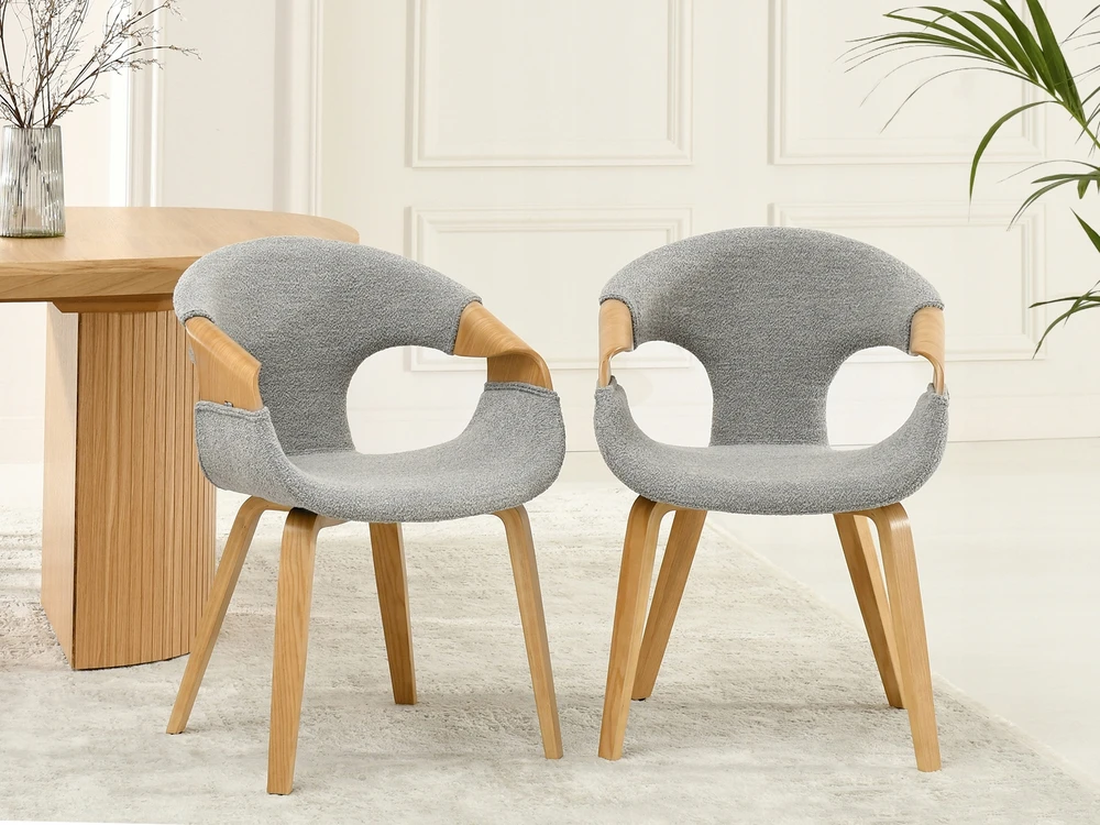 Mebel Partner MADINGA SKANDINAVIŠKO STILIAUS KĖDĖ, LIKTA ĄŽUOLO MEDIENA, ŽIEVĖ, PILKA