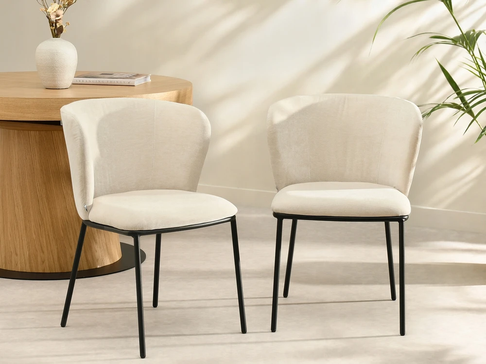 Mebel Partner MADINGA SVETAINĖS KĖDĖ, ATITINKAMA NUGARĖ, MINKŠTAS KUMAR AUDINIS, Smėlio spalvos