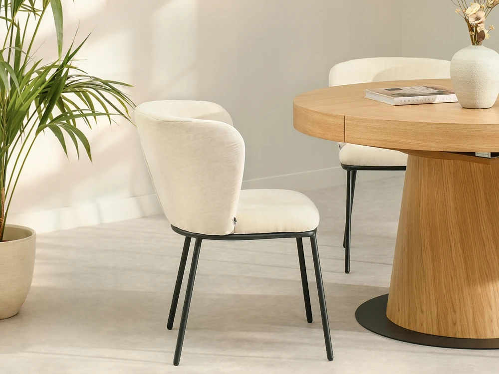 Mebel Partner MADINGA SVETAINĖS KĖDĖ, ATITINKAMA NUGARĖ, MINKŠTAS KUMAR AUDINIS, Smėlio spalvos