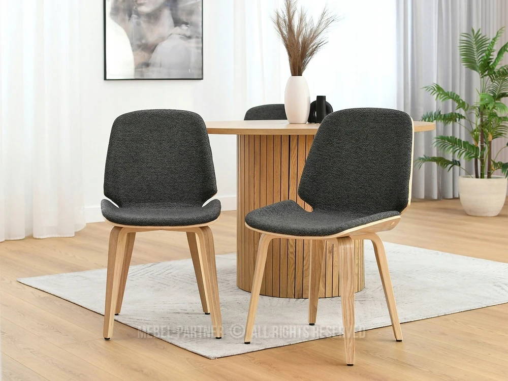 Mebel Partner MEDINĖ KĖDĖ SU GRAFITINĖ SĖDYNE VALGOMOSIUI VINCE GRAPHITE OAK