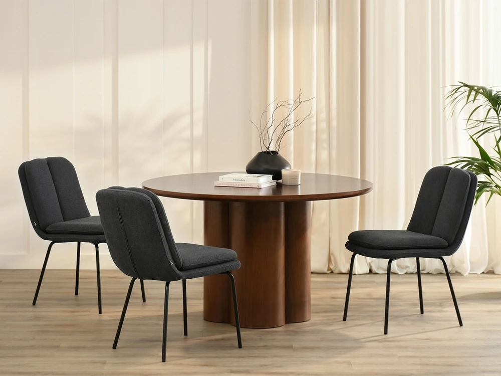 Mebel Partner MINIMALISTINĖ KĖDĖ BE PORANKŲ MINKŠTAS GRAFITAS JAMAL JUODOS KOJOS