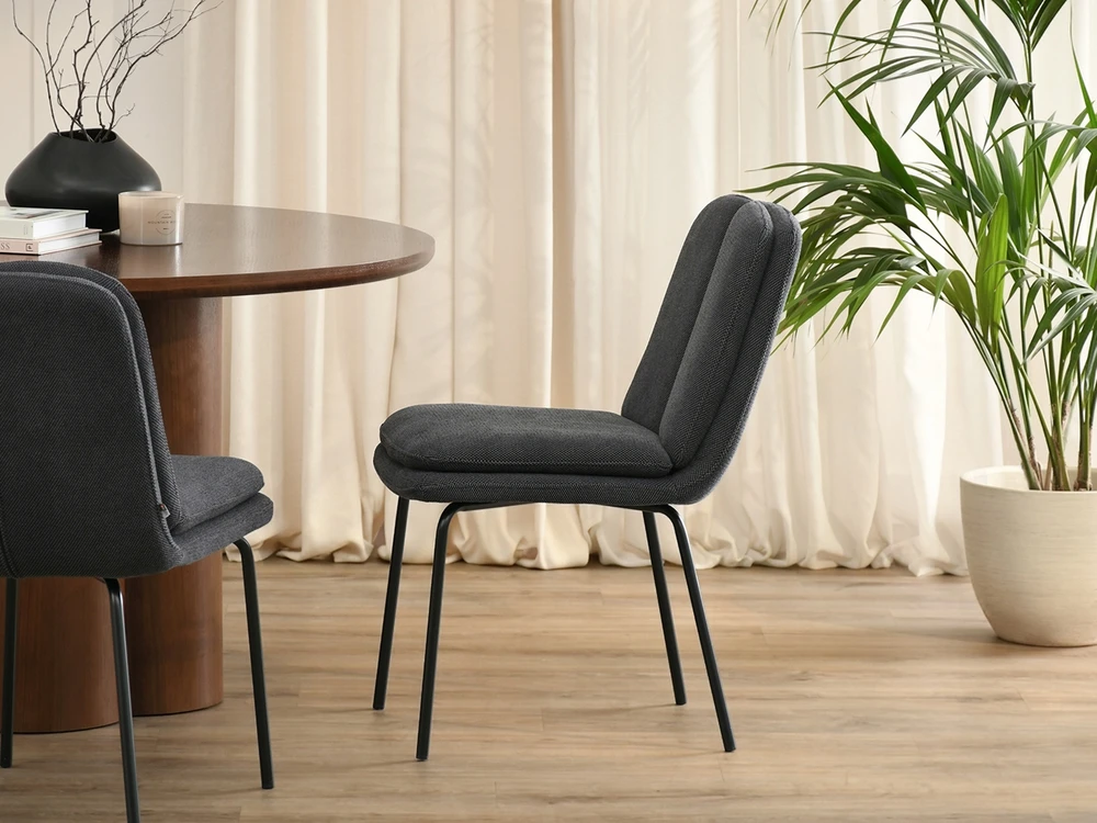 Mebel Partner MINIMALISTINĖ KĖDĖ BE PORANKŲ MINKŠTAS GRAFITAS JAMAL JUODOS KOJOS