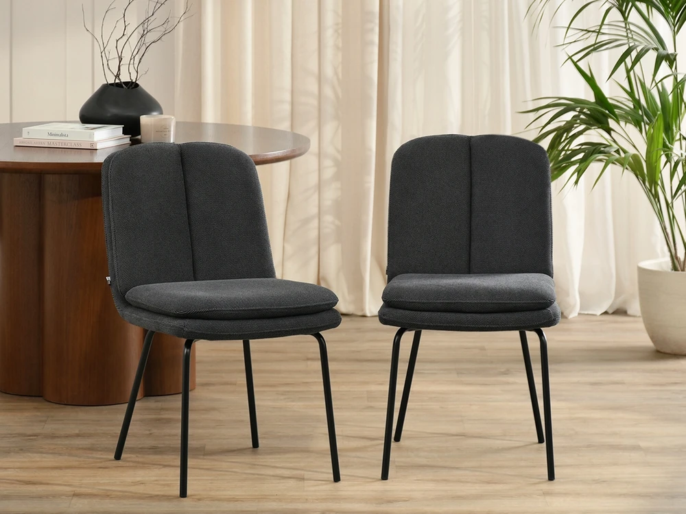 Mebel Partner MINIMALISTINĖ KĖDĖ BE PORANKŲ MINKŠTAS GRAFITAS JAMAL JUODOS KOJOS