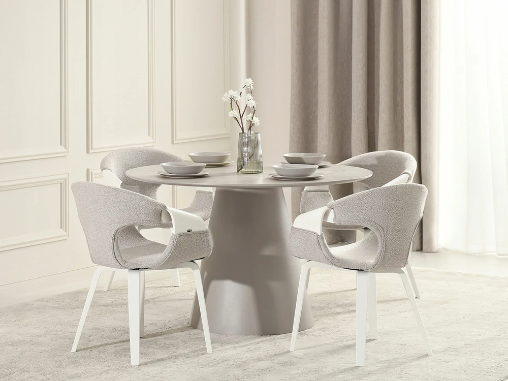 Mebel Partner MINIMALISTINĖ KĖDĖ SU porankiais BALTAI LENKTA MEDIENOS PILKA