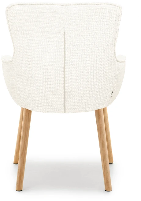 Mebel Partner MINIMALISTINĖ MINŠTA KĖDĖS KREMĖ Baltas CORDIA ĄŽUOLO PAGRINDAS